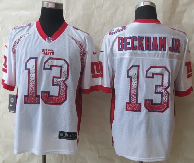 Nike Giants 13 Beckham Jr Drift Fashion White Elite Jerseys