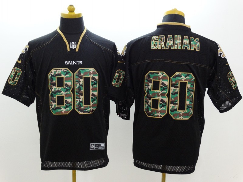 Nike Saints 80 Graham Black Fashion Camo Elite Jerseys