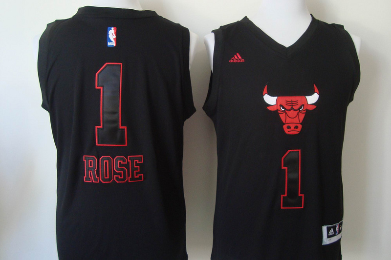 Bulls 1 Rose Black Fashion Jerseys