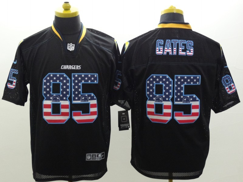 Nike Chargers 85 Gates Black USA Flag Fashion Elite Jerseys