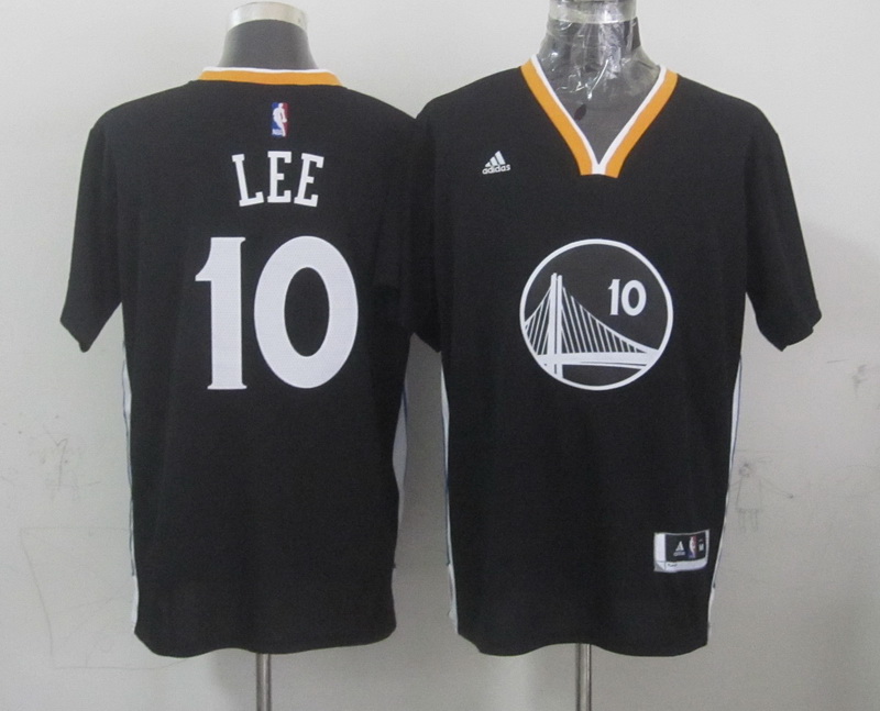 Warriors 10 Lee Short Sleeve Black Alternate Jerseys