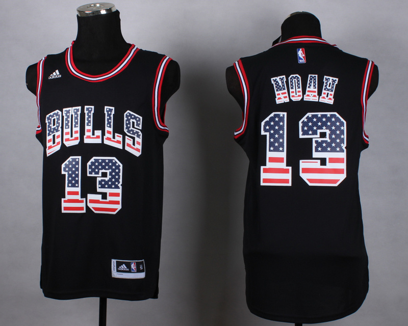 Bulls 13 Noah Black US Flag Fashion Jerseys