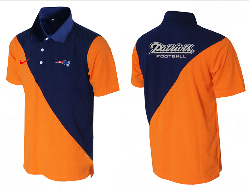 Nike Patriots Blue And Orange Split Polo Shirt