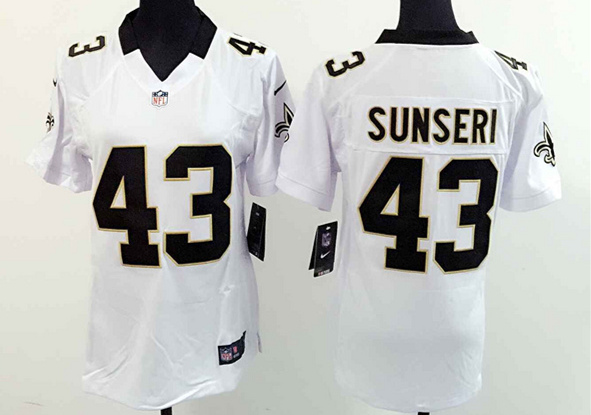 Nike Saints 43 Vinnie Sunseri White Women Game Jersey