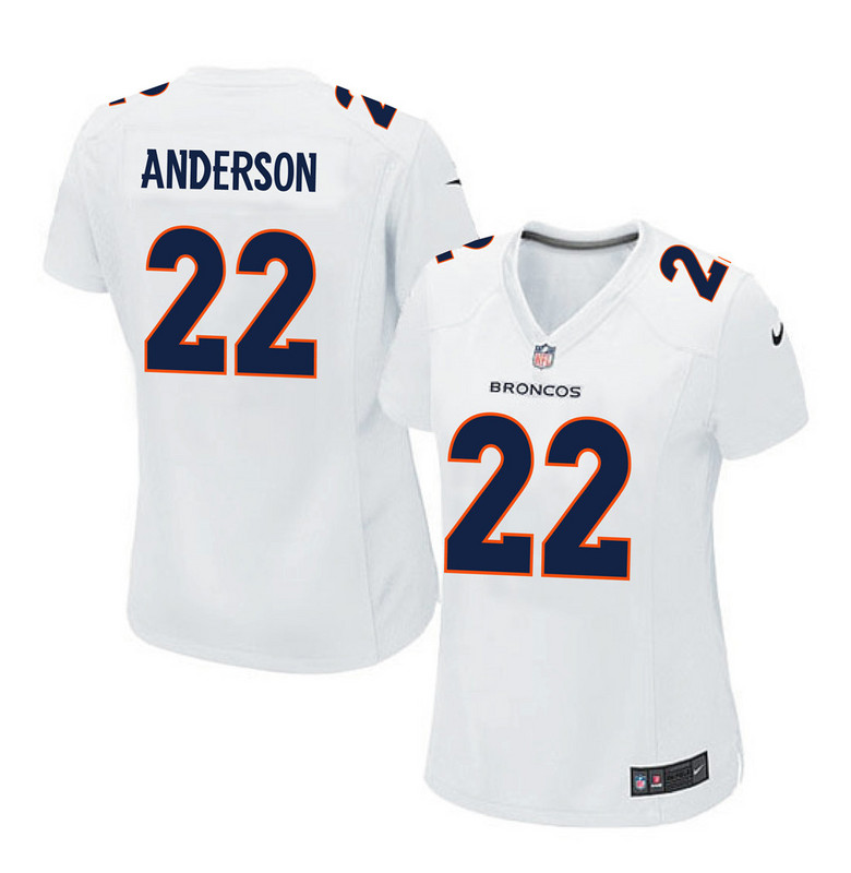 Nike Broncos 22 C.J. Anderson White Women Game Event Jersey