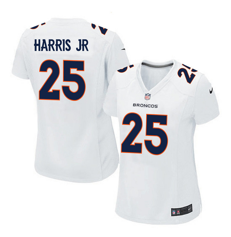 Nike Broncos 25 Chris Harris Jr White Women Game Event Jersey