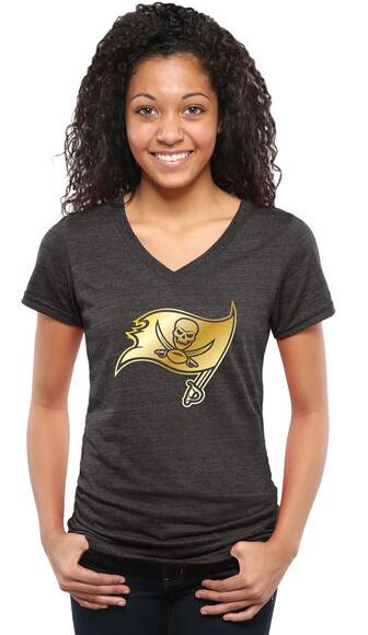 Nike Buccneers Black Pro Line Gold Collection Women's V Neck Tri-Blend T-Shirt