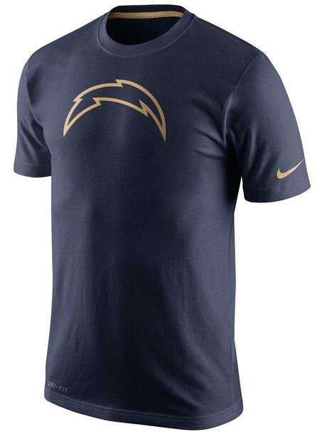 Nike Chargers Navy Blue Team Logo Gold Collection Men's T-Shirt