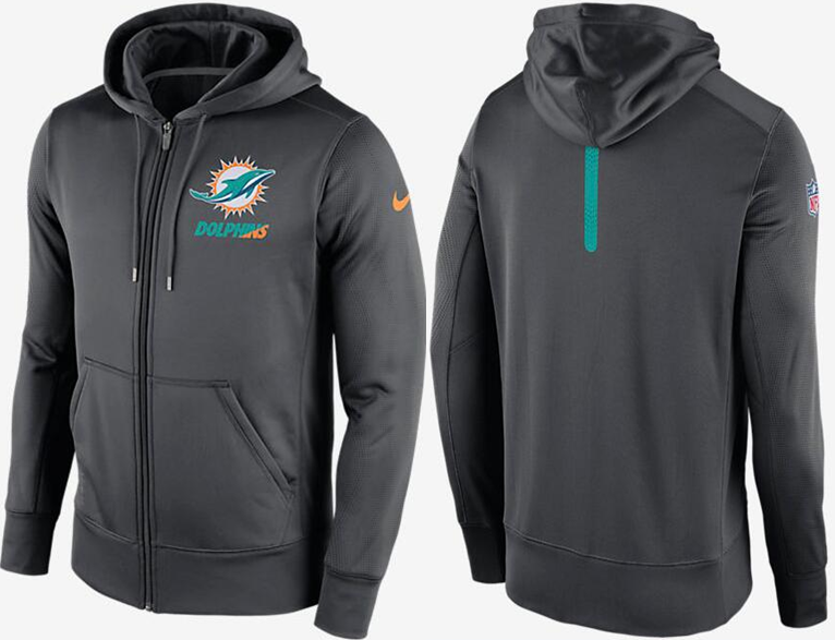 Nike Dolphins D.Grey Team Logo Full Zip Hoodie