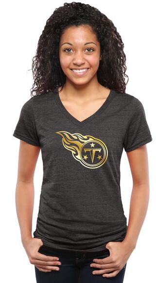 Nike Titans Black Pro Line Gold Collection Women's V Neck Tri-Blend T-Shirt