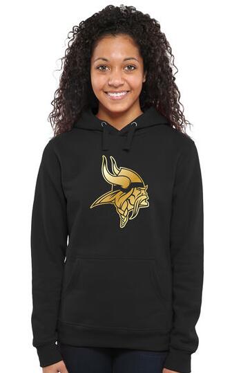 Nike Vikings Black Pro Line Gold Collection Women Pullover Hoodie
