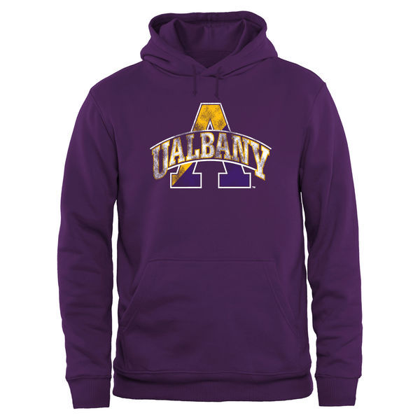 Albany Great Danes Team Logo Purple College Pullover Hoodie2