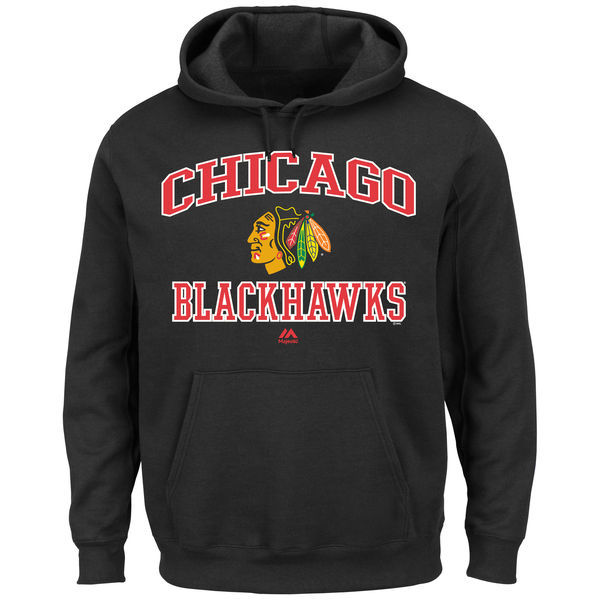 Chicago Blackhawks Black Team Logo Men's Pullover Hoodie03