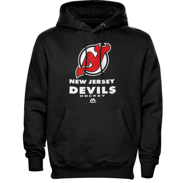 New Jersey Devils Black Team Logo Men's Pullover Hoodie04