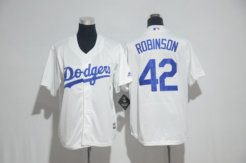 Dodgers 42 Jackie Robinson White Cool Base Jersey