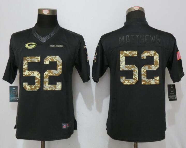 Nike Packers 52 Clay Matthews Anthracite Salute to Service Women Limited Jersey