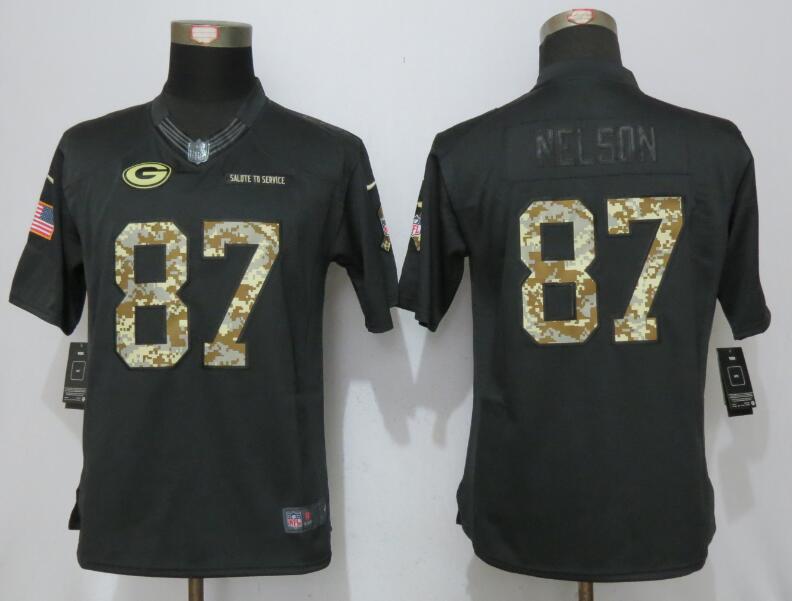 Nike Packers 87 Jordy Nelson Anthracite Salute to Service Women Limited Jersey