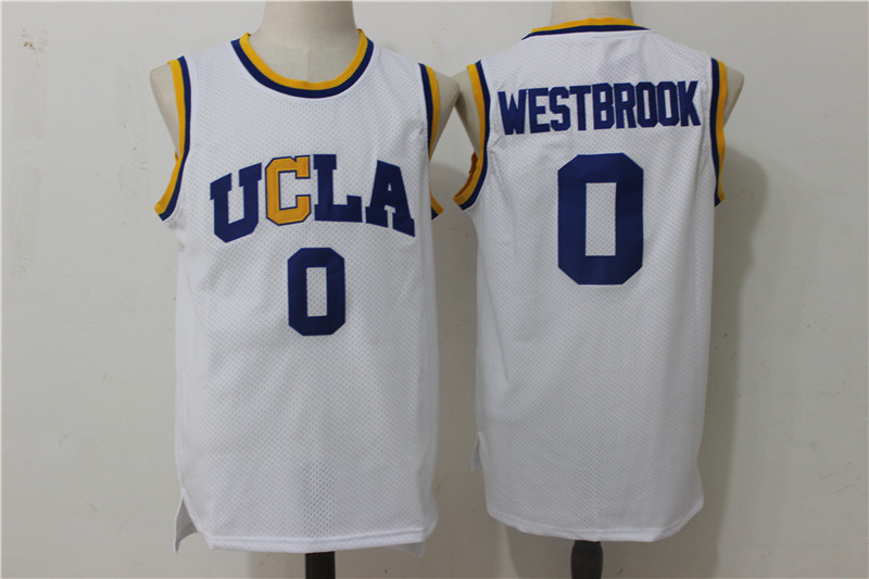 UCLA Bruins 0 Russell Westbrook White College Basketball Jersey