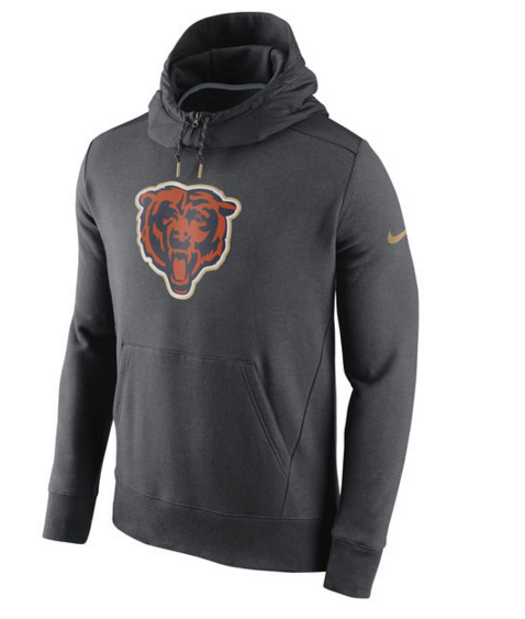 Chicago Bears Nike Championship Drive Gold Collection Hybrid Fleece Performance Hoodie Charcoal
