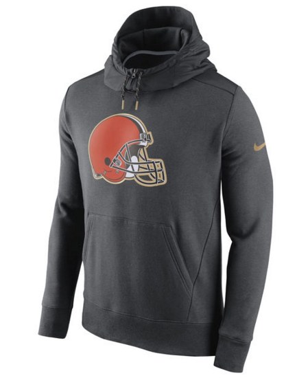 Cleveland Browns Nike Championship Drive Gold Collection Hybrid Fleece Performance Hoodie Charcoal