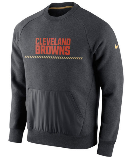 Cleveland Browns Nike Championship Drive Gold Collection Hybrid Fleece Performance Sweatshirt Charcoal