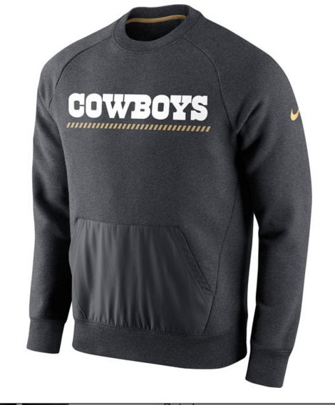 Dallas Cowboys Nike Championship Drive Gold Collection Hybrid Fleece Performance Sweatshirt Charcoal