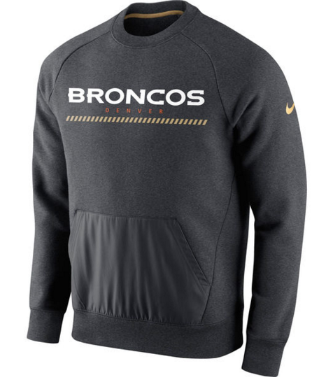 Denver Broncos Nike Championship Drive Gold Collection Hybrid Fleece Performance Sweatshirt Charcoal