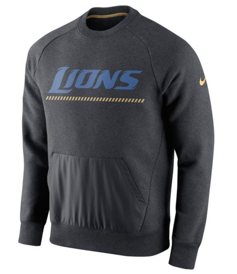 Detroit Lions Nike Championship Drive Gold Collection Hybrid Fleece Performance Sweatshirt Charcoal