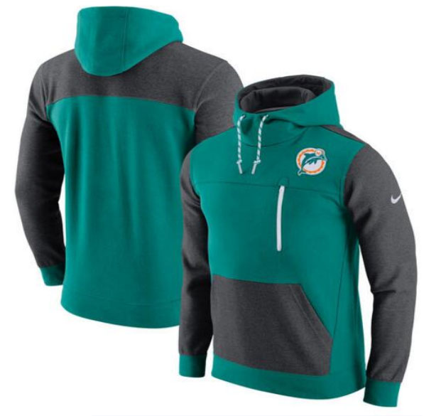 Miami Dolphins Nike AV15 Fleece Pullover Hoodie Aqua Charcoal