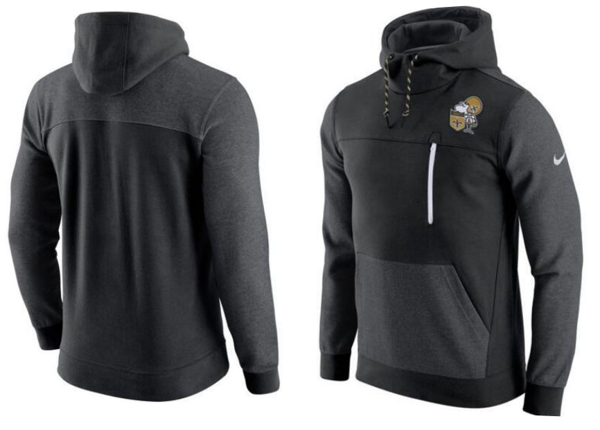 New Orleans Saints Nike AV15 Fleece Pullover Hoodie Black Charcoal