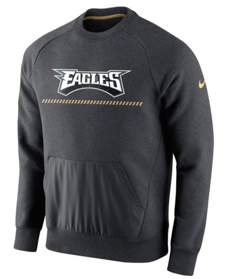 Philadelphia Eagles Nike Championship Drive Gold Collection Hybrid Fleece Performance Sweatshirt Charcoal