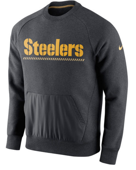 Pittsburgh Steelers Nike Championship Drive Gold Collection Hybrid Fleece Performance Sweatshirt Charcoal