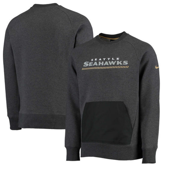 Seattle Seahawks Nike Championship Drive Gold Collection Hybrid Fleece Performance Sweatshirt Charcoal