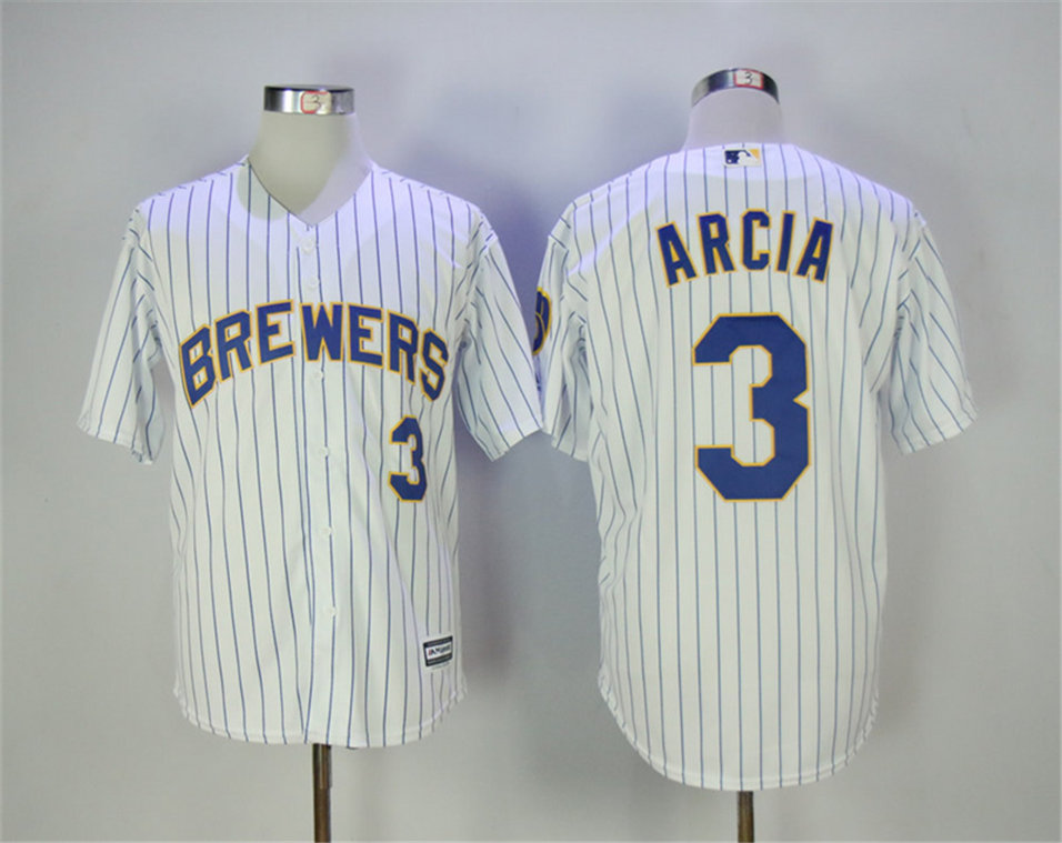 Brewers 3 Orlando Arcia White Cool Base Jersey