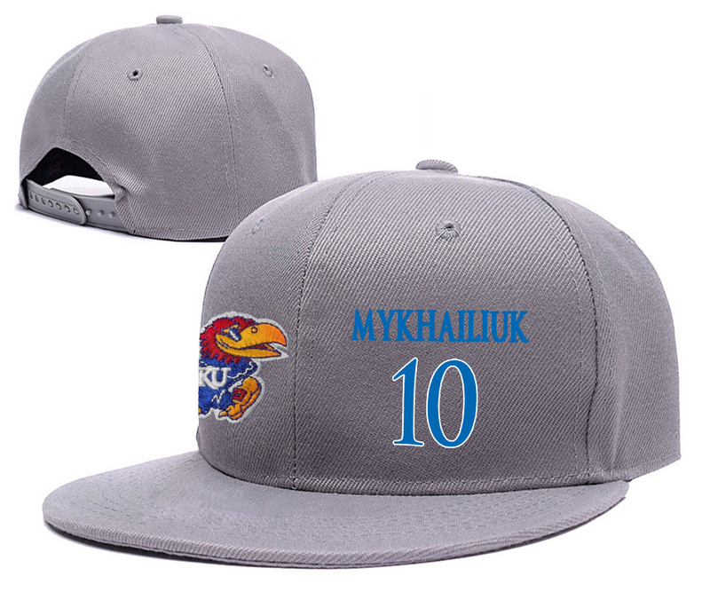 Kansas Jayhawks 10 Sviatoslav Mykhailiuk Gray College Basketball Adjustable Hat
