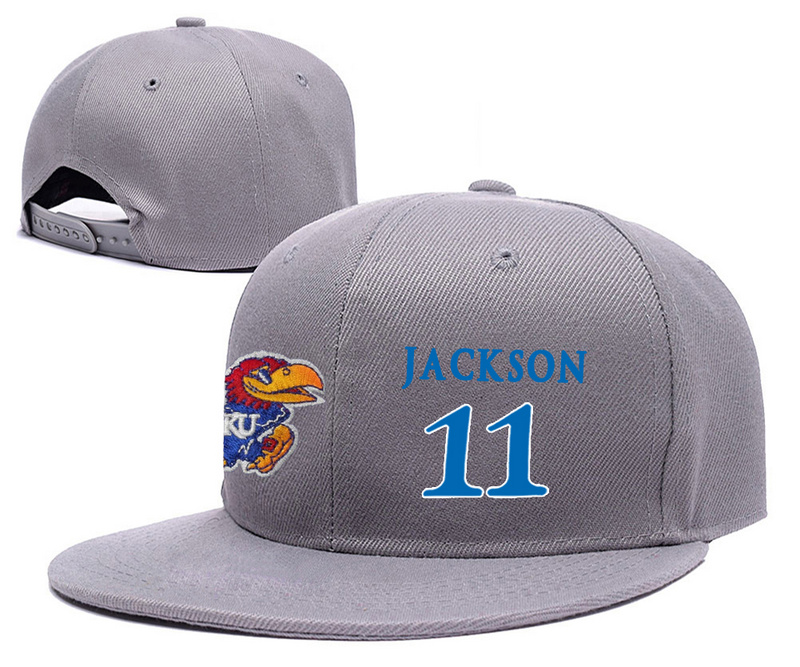 Kansas Jayhawks 11 Josh Jackson Gray College Basketball Adjustable Hat