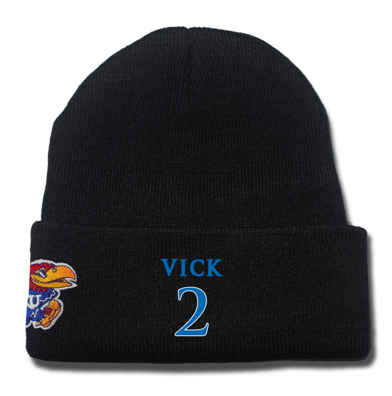 Kansas Jayhawks 2 Lagerald Vick Black College Basketball Knit Hat