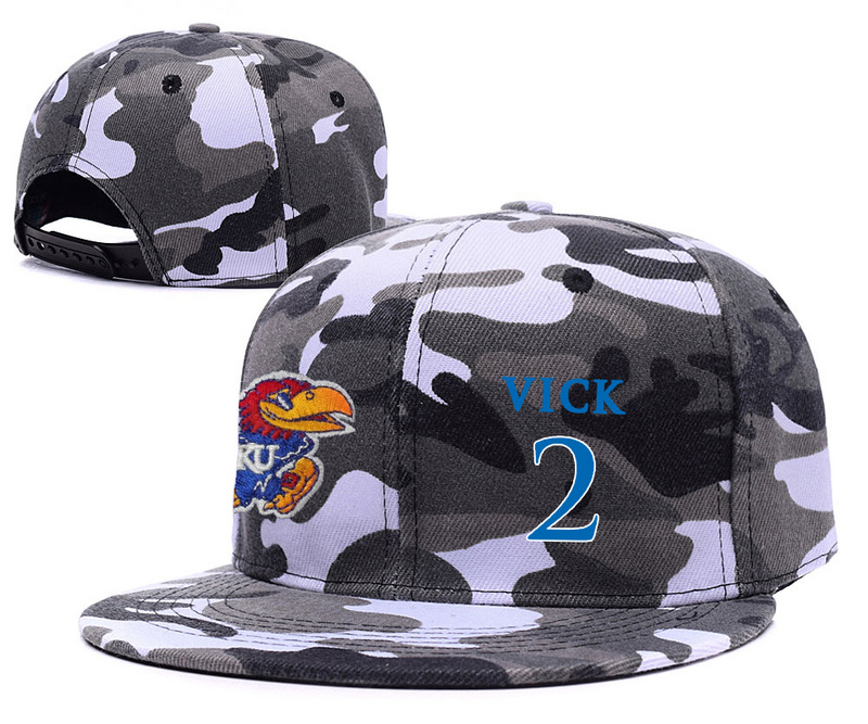 Kansas Jayhawks 2 Lagerald Vick Gray Camo College Basketball Adjustable Hat