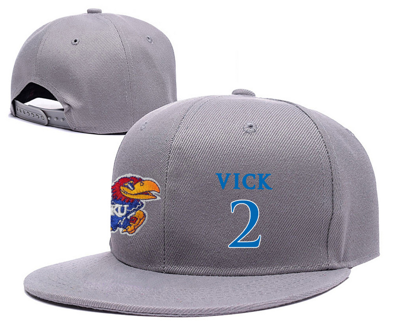 Kansas Jayhawks 2 Lagerald Vick Gray College Basketball Adjustable Hat