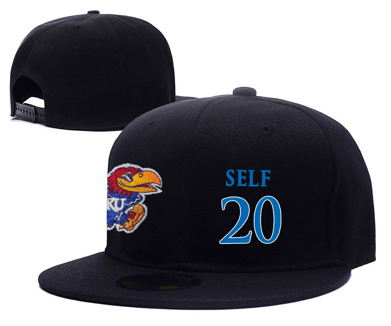 Kansas Jayhawks 20 Tyler Self Black College Basketball Adjustable Hat