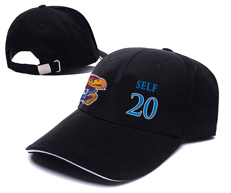 Kansas Jayhawks 20 Tyler Self Black College Basketball Adjustable Peaked Hat