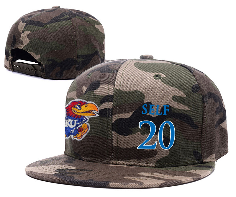 Kansas Jayhawks 20 Tyler Self Camo College Basketball Adjustable Hat