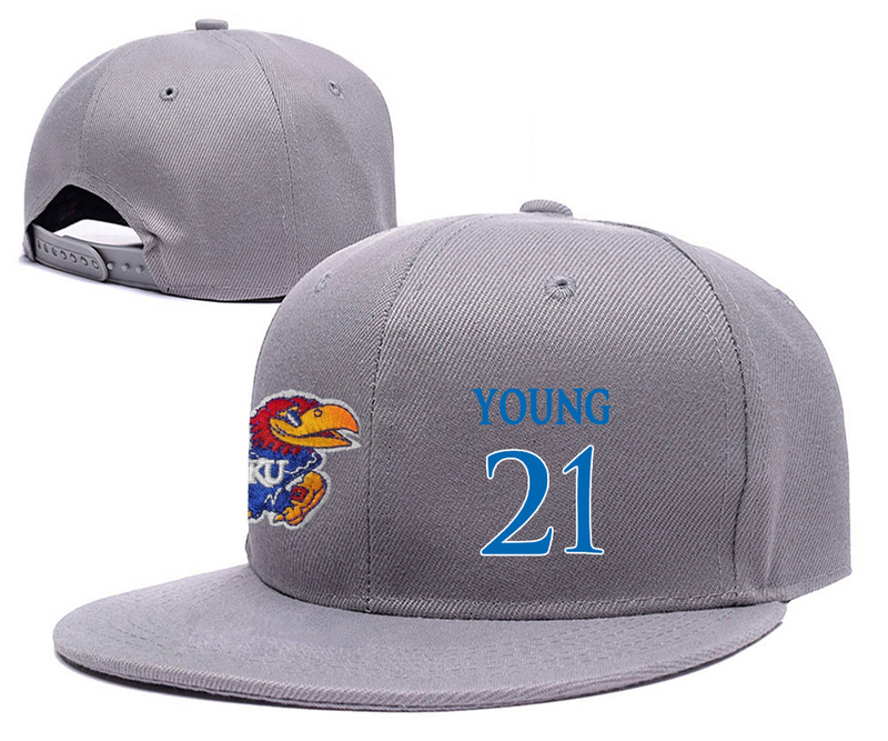 Kansas Jayhawks 21 Clay Young Gray College Basketball Adjustable Hat
