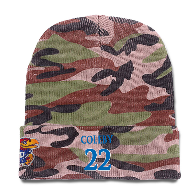 Kansas Jayhawks 22 Dwight Coleby Camo College Basketball Knit Hat