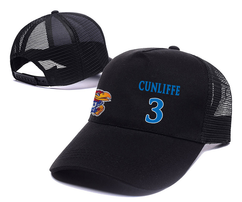 Kansas Jayhawks 3 Sam Cunliffe Black Mesh College Basketball Adjustable Hat