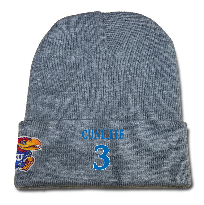 Kansas Jayhawks 3 Sam Cunliffe Gray College Basketball Knit Hat