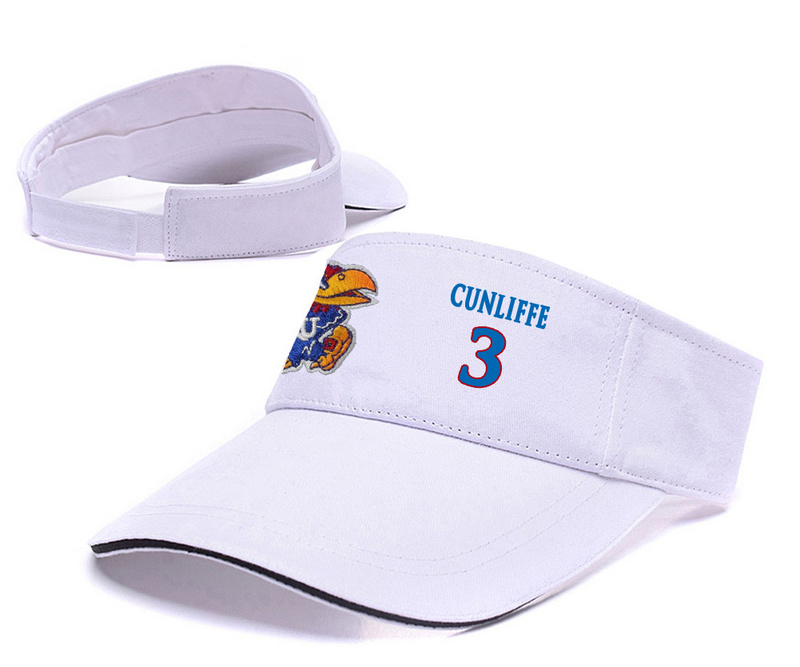 Kansas Jayhawks 3 Sam Cunliffe White College Basketball Adjustable Visor