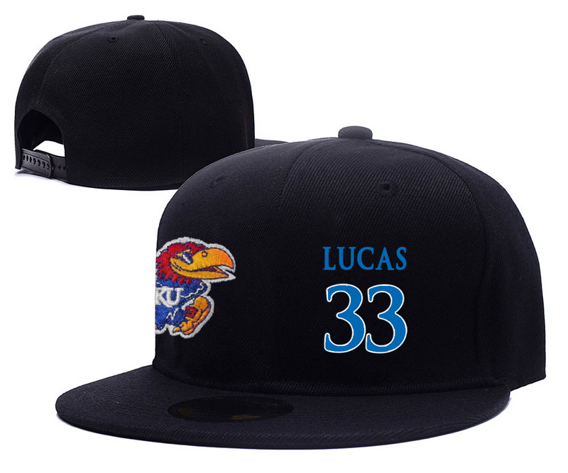 Kansas Jayhawks 33 Landen Lucas Black College Basketball Adjustable Hat