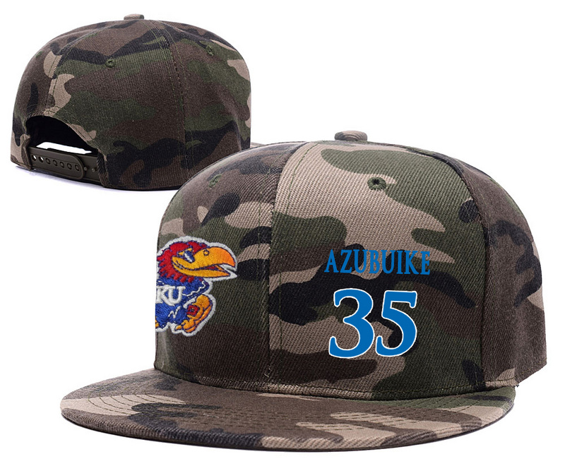 Kansas Jayhawks 35 Udoka Azubuike Camo College Basketball Adjustable Hat
