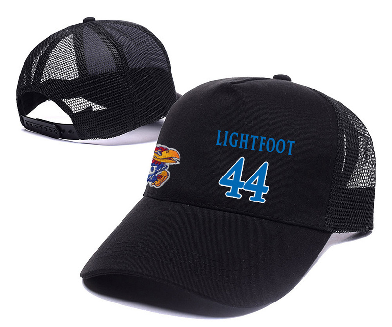 Kansas Jayhawks 44 Mitch Lightfoot Black Mesh College Basketball Adjustable Hat